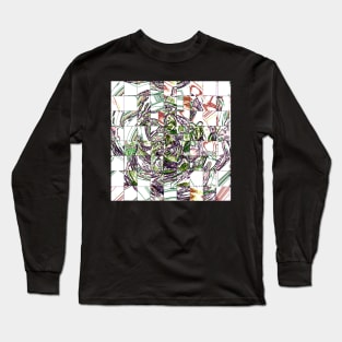 Abstract Basil Swirl Skillogram Long Sleeve T-Shirt